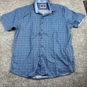 Consequence mens size large button up blue geometric long sleeve